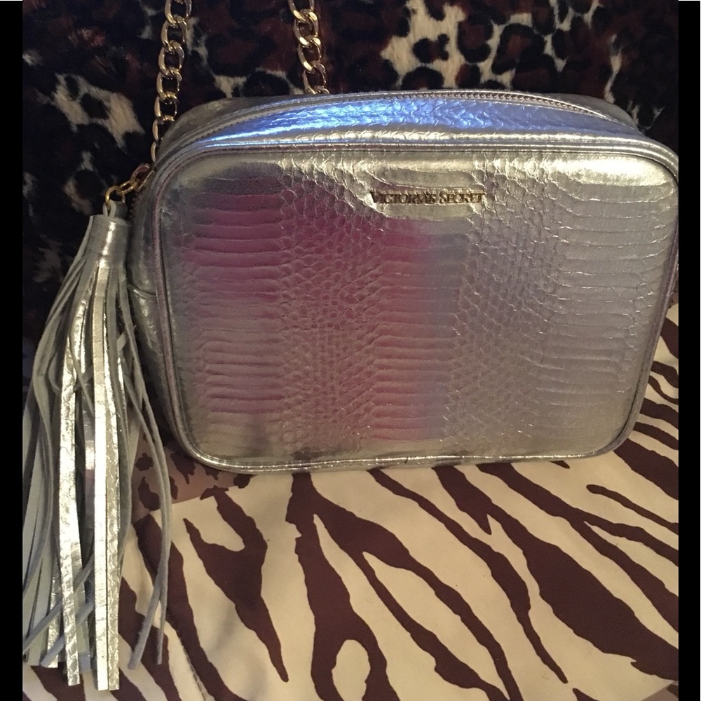 Victoria Secret Silver Tassel Chain strap Handbag